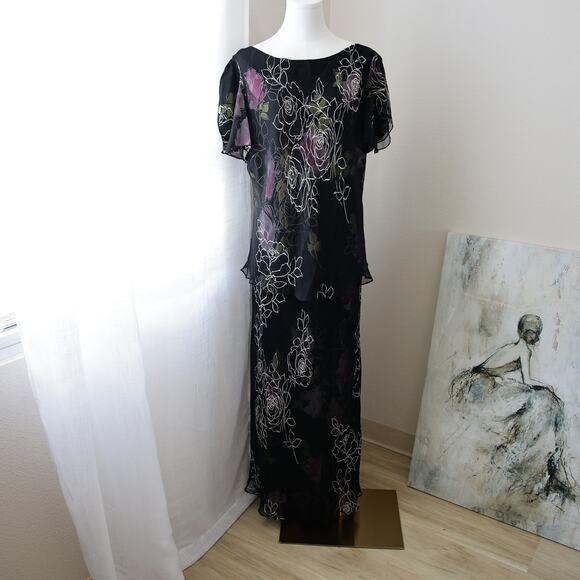 Adrianna Papell 100% Silk Two piece Chiffon set size 14 W - Picture 1 of 5